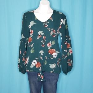 First Love Hunter Green Floral.Top